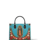 Our Lady of Guadalupe - Turquesa Brown Interior - Deluxe Leather Handbag Pre-order