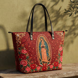Our Lady of Guadalupe - Rosa - Leather Tote Bag