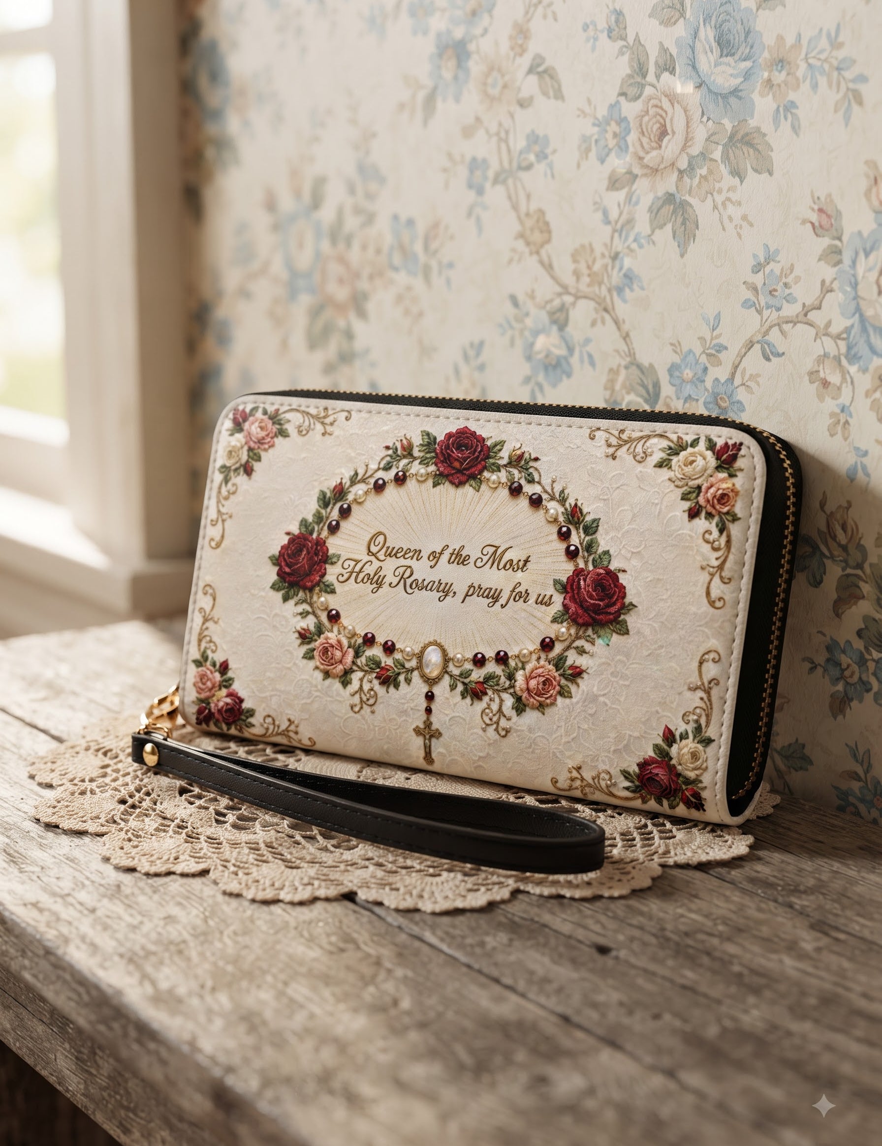 Our Lady of the Rosary - Leather Wallet