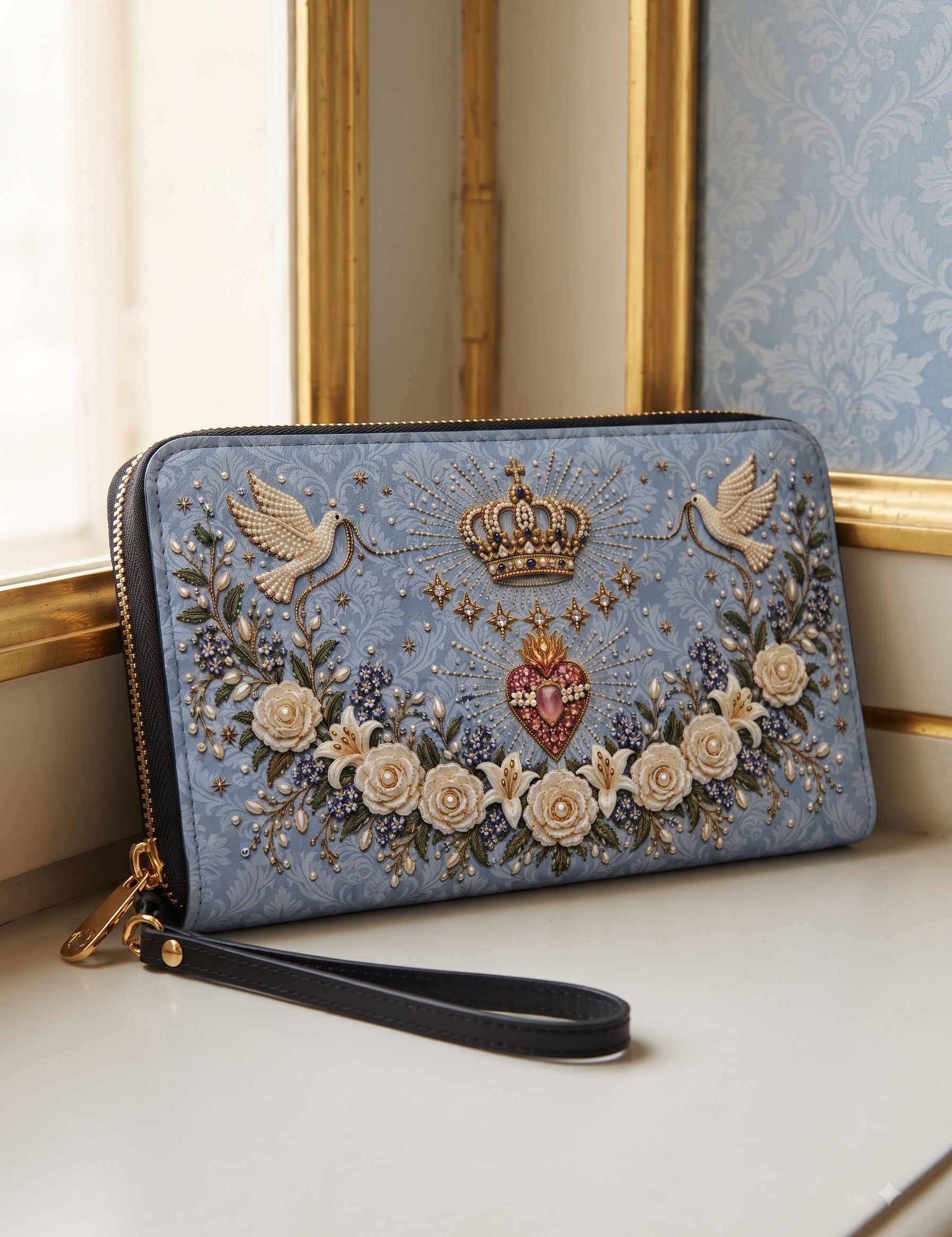 Crowned Immaculate Heart - Leather Wallet