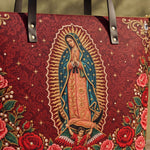 Our Lady of Guadalupe - Rosa - Leather Tote Bag