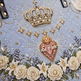 Crowned Immaculate Heart - Leather Tote Bag