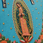 Our Lady of Guadalupe - Turquesa - Leather Tote Bag
