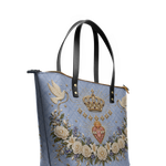 Crowned Immaculate Heart - Leather Tote Bag