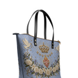 Crowned Immaculate Heart - Leather Tote Bag