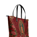 Our Lady of Guadalupe - Rosa - Leather Tote Bag
