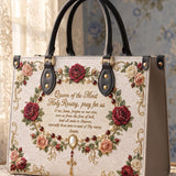 Our Lady of the Rosary Brown Interior - Deluxe Leather Handbag