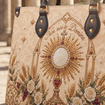 Eucharistic Adoration Brown Interior - Deluxe Leather Handbag