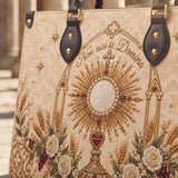 Eucharistic Adoration Brown Interior - Deluxe Leather Handbag