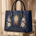 Miraculous Medal Blue Interior - Deluxe Leather Handbag