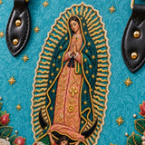 Our Lady of Guadalupe Turquesa Brown Interior - Deluxe Leather Handbag
