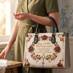 Our Lady of the Rosary Brown Interior - Deluxe Leather Handbag