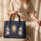 Miraculous Medal Blue Interior - Deluxe Leather Handbag