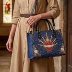 Seven Sorrows Heart Blue Interior - Deluxe Leather Handbag