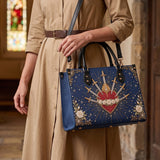 Seven Sorrows Heart Blue Interior - Deluxe Leather Handbag