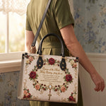 Our Lady of the Rosary Brown Interior - Deluxe Leather Handbag