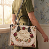 Our Lady of the Rosary Brown Interior - Deluxe Leather Handbag