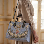 Crowned Immaculate Heart Brown Interior - Deluxe Leather Handbag