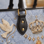 Crowned Immaculate Heart Brown Interior - Deluxe Leather Handbag