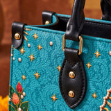 Our Lady of Guadalupe Turquesa Brown Interior - Deluxe Leather Handbag