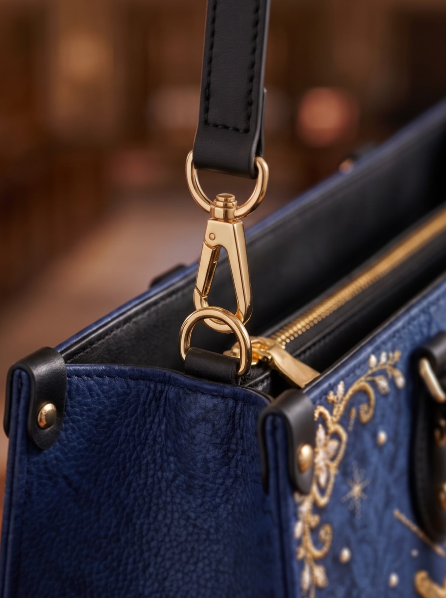 Seven Sorrows Heart Blue Interior - Deluxe Leather Handbag