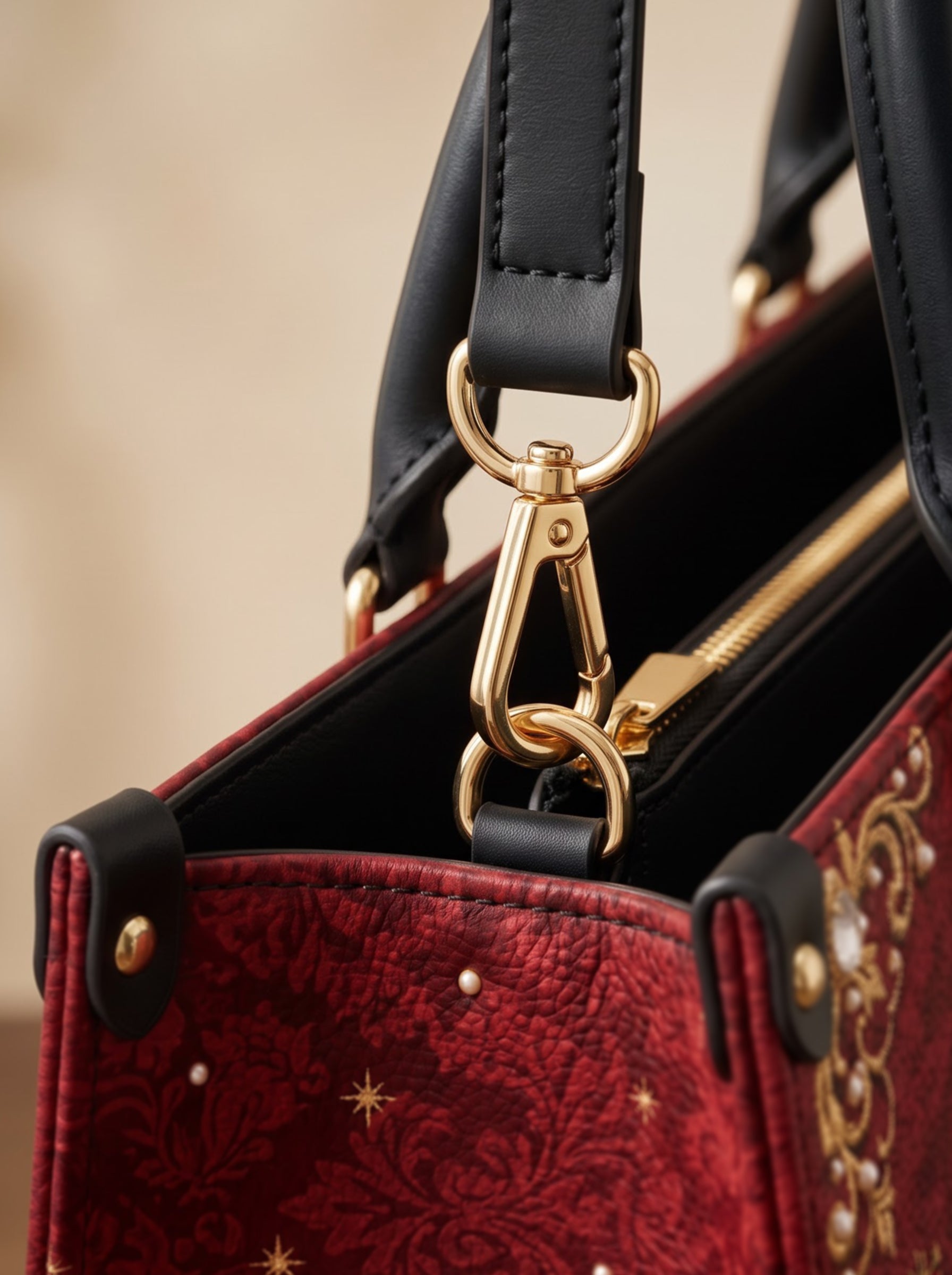 Our Lady of Guadalupe Rosa Brown Interior - Deluxe Leather Handbag
